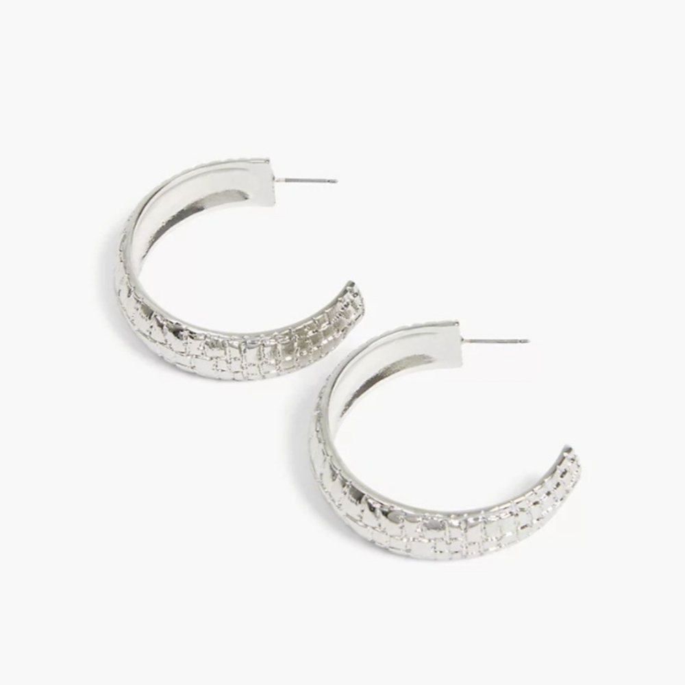 Textured Hoop Earrings Silver NWT